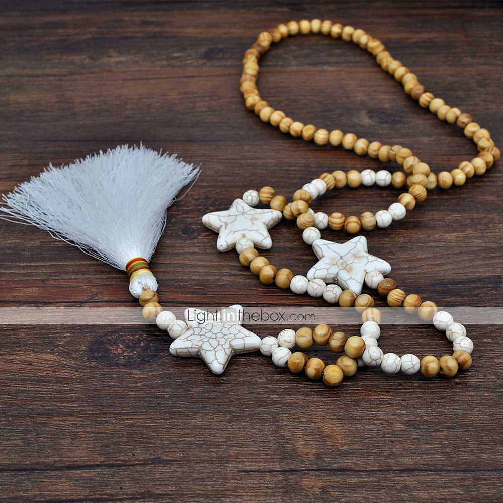 1 pc Collier Pendentif Collier de Perle For Femme Plein Air Cadeau Fête d'anniversaire En bois Pierre Fait main Amis Etoile / Collier Sautoir / Collier de perles de 2025 ? $14.99 –P6