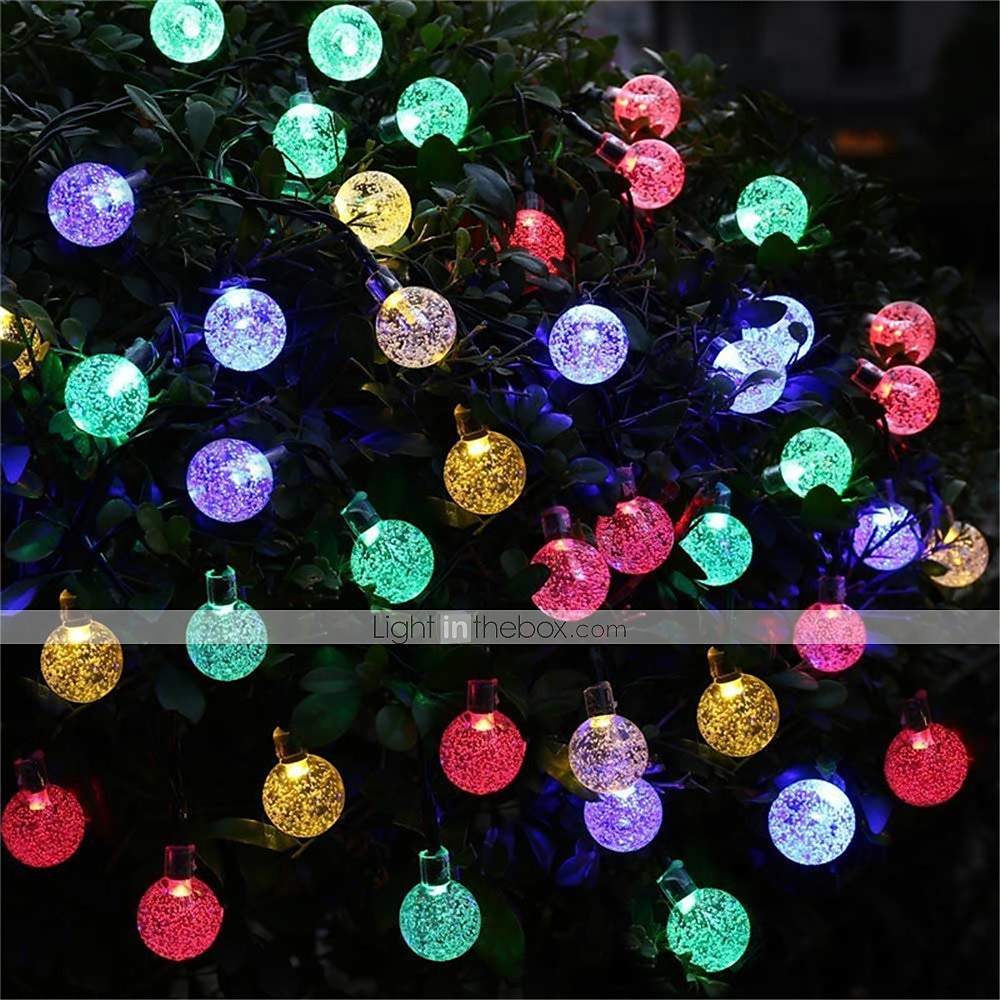 2ks solární světelná struna 20 led 5m solární patio světla s 8 režimy vodotěsné křišťálové koule strunová světla pro zahradní párty svatební zahradní dekorace 2025 - $19.49 –P4