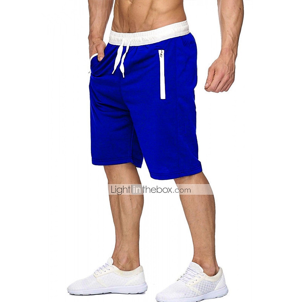 Men's Running Shorts Workout Shorts Drawstring Zipper Pocket Bottoms Casual Athleisure Breathable Soft Sweat wicking Gym Workout Performance Basketball Sportswear Activewear Solid Colored Black 2025 - $13.99 –P10