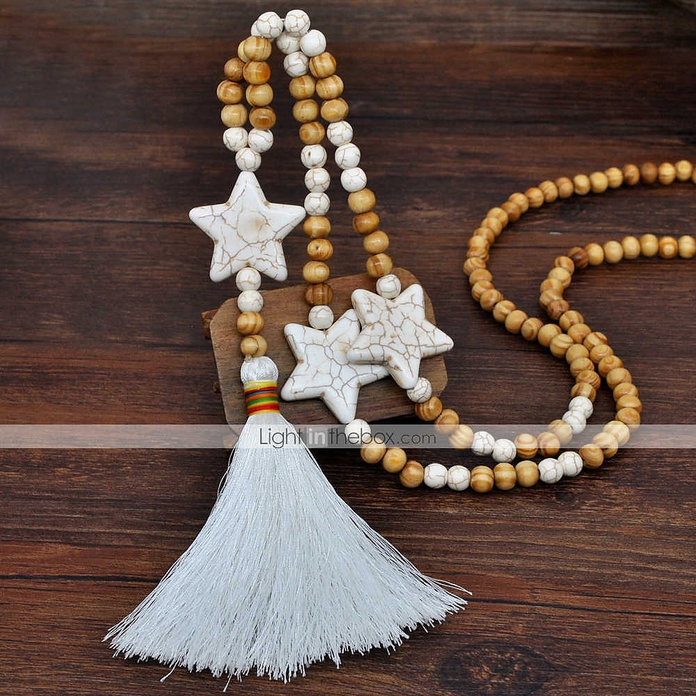 1 pc Collier Pendentif Collier de Perle For Femme Plein Air Cadeau Fête d'anniversaire En bois Pierre Fait main Amis Etoile / Collier Sautoir / Collier de perles de 2025 ? $14.99 –P3