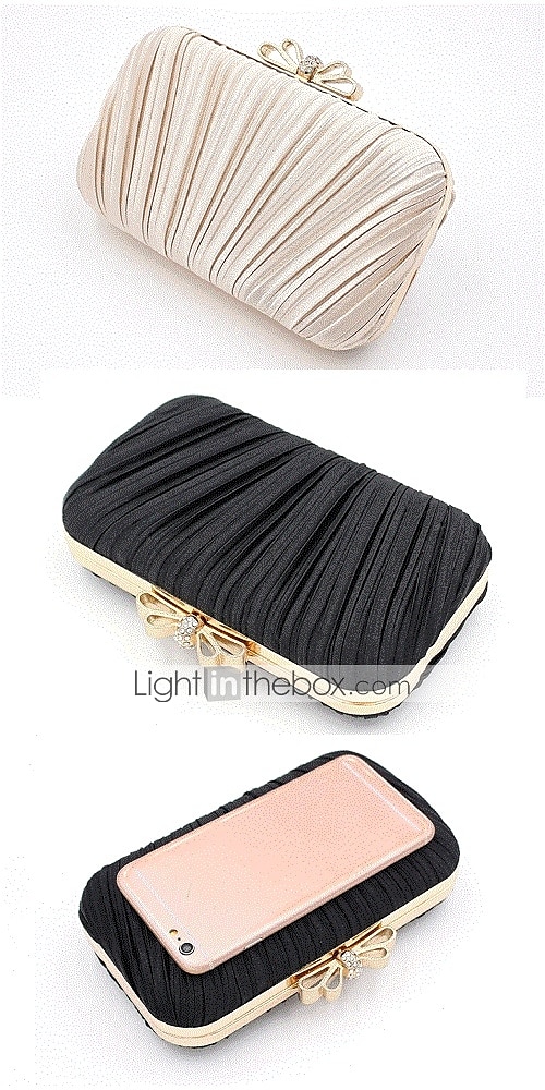 Elegante weiße Plissee-Clutch für Damen – Abendhandtasche mit Strass-Schleife für Hochzeiten, Partys und formelle Anlässe 2025 - $34.99 –P1
