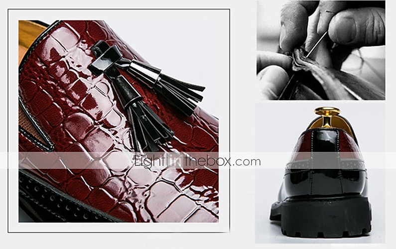 ανδρικά loafers με κόκκινα και μαύρα σχέδια κροκόδειλου - κομψά slip-on παπούτσια με φούντα για επίσημο και casual ντύσιμο 2026 - $59.99 –P4