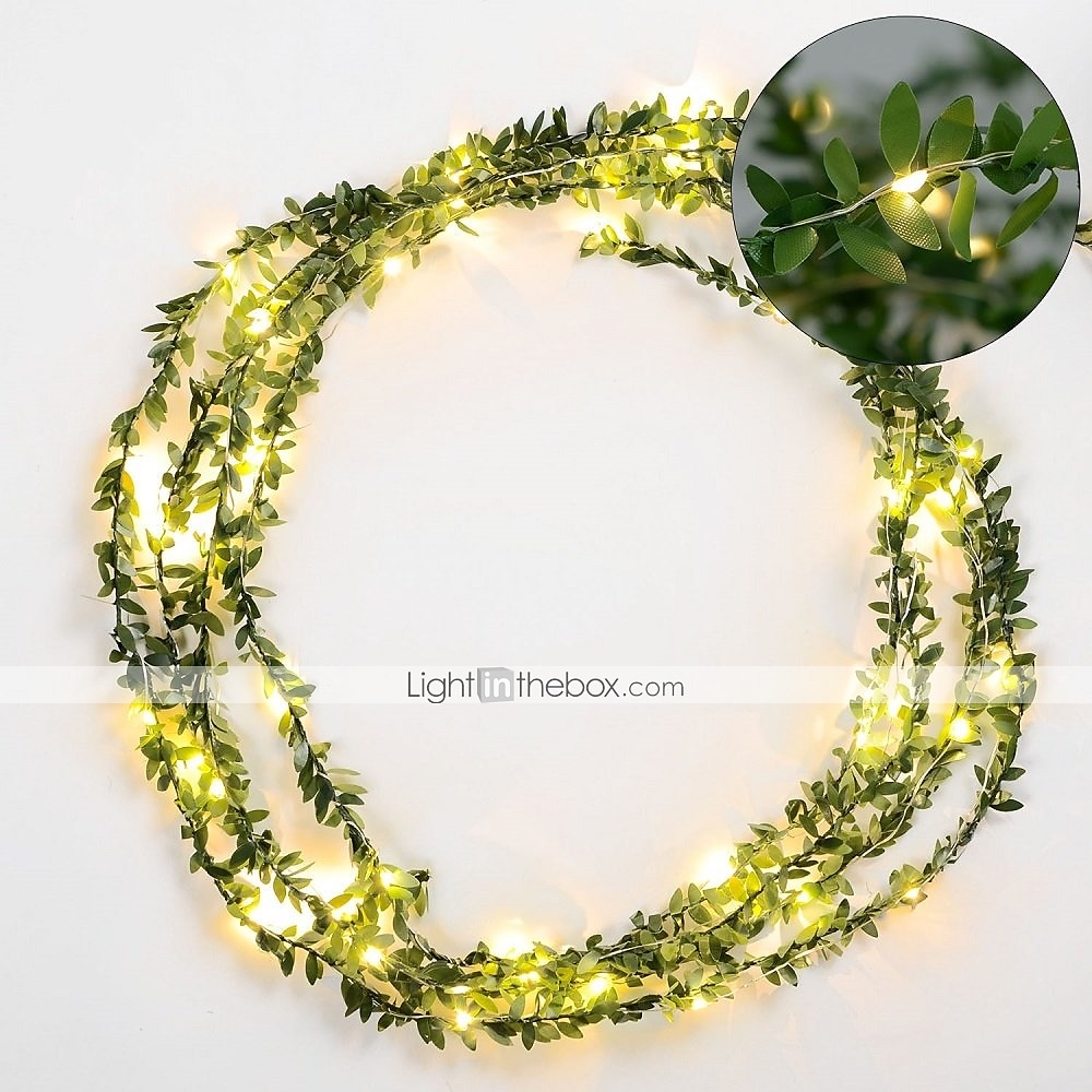 elegáns esküvői fogadás buli 5m 50 led zöld levelek girland led zsinór lámpák 2db 1db elemes tündérfény esküvői karácsonyi bankett kerti ünnep beltéri dekoráció 2025 - $16.99 –P5