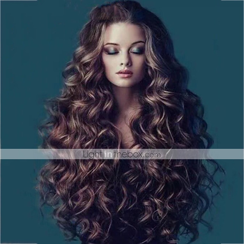 Synthetic Wig Curly Water Wave With Bangs Wig Long Dark Brown Synthetic Hair 26 inch Women's Fashionable Design Party Comfortable Dark Brown / Daily Wear 2026 - $31.99 –P4