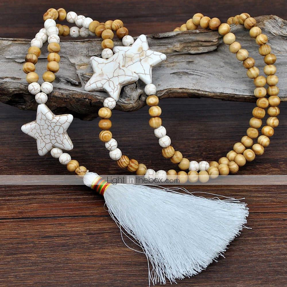 1 pc Collier Pendentif Collier de Perle For Femme Plein Air Cadeau Fête d'anniversaire En bois Pierre Fait main Amis Etoile / Collier Sautoir / Collier de perles de 2025 ? $14.99 –P4
