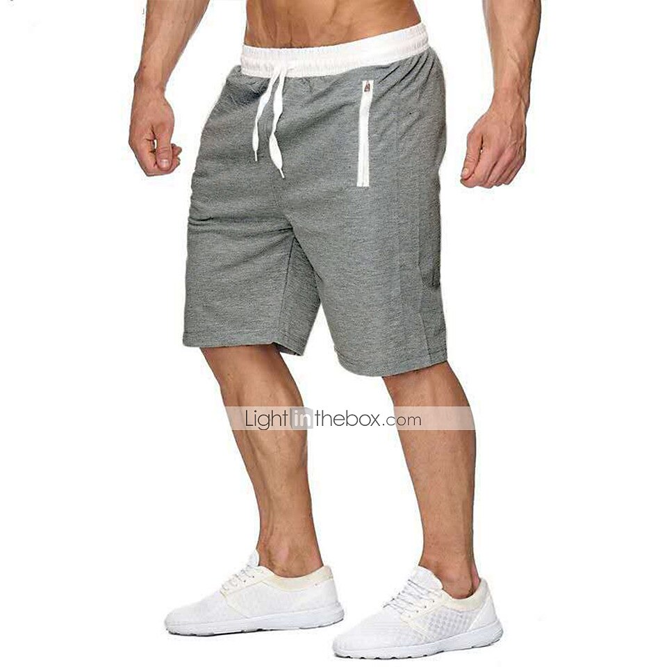 Men's Running Shorts Workout Shorts Drawstring Zipper Pocket Bottoms Casual Athleisure Breathable Soft Sweat wicking Gym Workout Performance Basketball Sportswear Activewear Solid Colored Black 2025 - $13.99 –P6