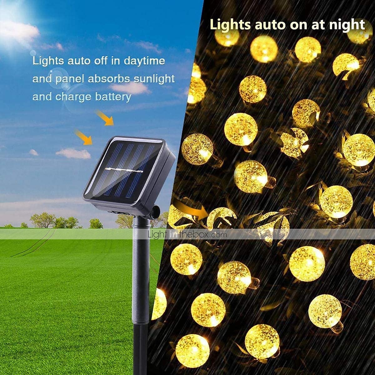elegant bryllupsfestmottakelse 6,5m 30led solcellelys - boblelampe med krystallkule, 8 funksjoner, vanntette utendørs eventyrlys for hage, plendekorasjon 2025 - €12.74 –P9