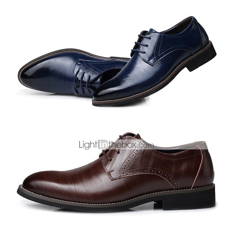 Homme Oxfords Chaussures derby Chaussures habillées Entreprise Classique du quotidien Bureau et carrière Soirée & Evénement Cuir Preuve de l'usure Lacet Noir Jaune Bleu Printemps Automne de 2025 ? $54.99 –P5