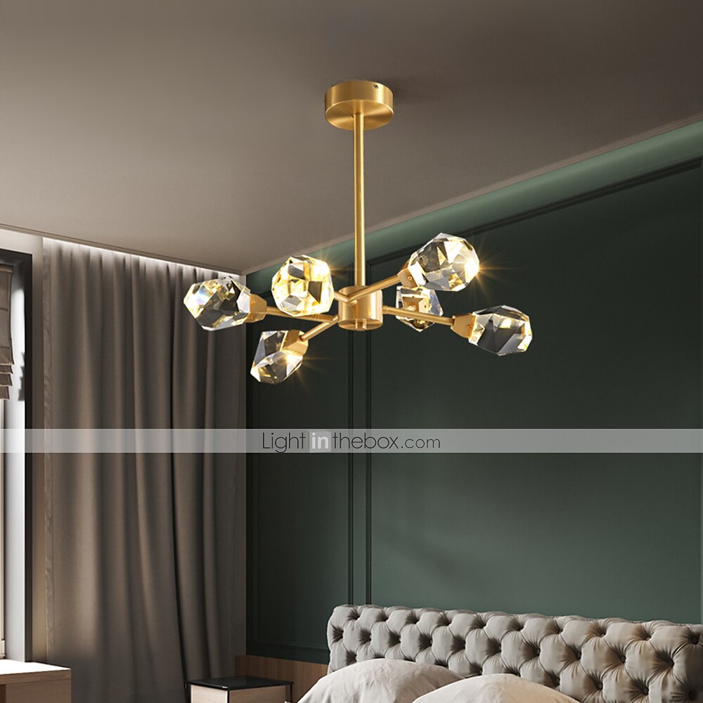 6 päätä 75 cm pohjoismainen yksinkertainen olohuone kattokruunu kattokruunu moderni ylellinen elementti kristallilamppu ruokasali makuuhuone työhuone 2025 - $296.19 –P3