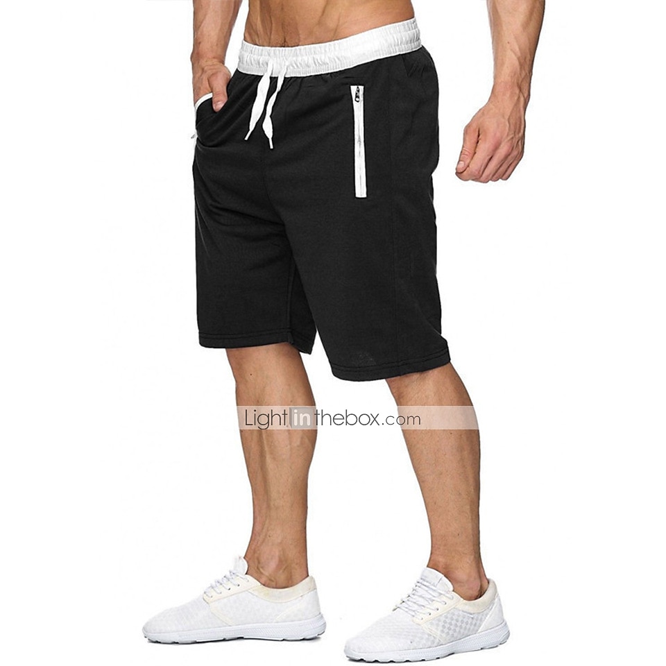 Men's Running Shorts Workout Shorts Drawstring Zipper Pocket Bottoms Casual Athleisure Breathable Soft Sweat wicking Gym Workout Performance Basketball Sportswear Activewear Solid Colored Black 2025 - $13.99 –P2