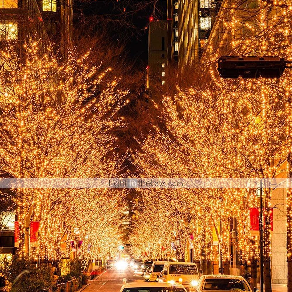 Cadena de luces LED solares para exteriores, impermeables, 12 m, 100 LED&amp;Cadena de luces LED de 7 m y 50 led para jardín navideño&amp; fiesta 2025 - $15.49 –P2