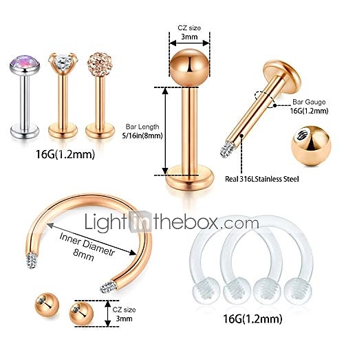 16g cartilage helix tragus stud earring twist spiral barbell lip rings labret stud horseshoe piercing twisted eyebrow rings piercing for women men jewelry 2025 - $12.99 –P2