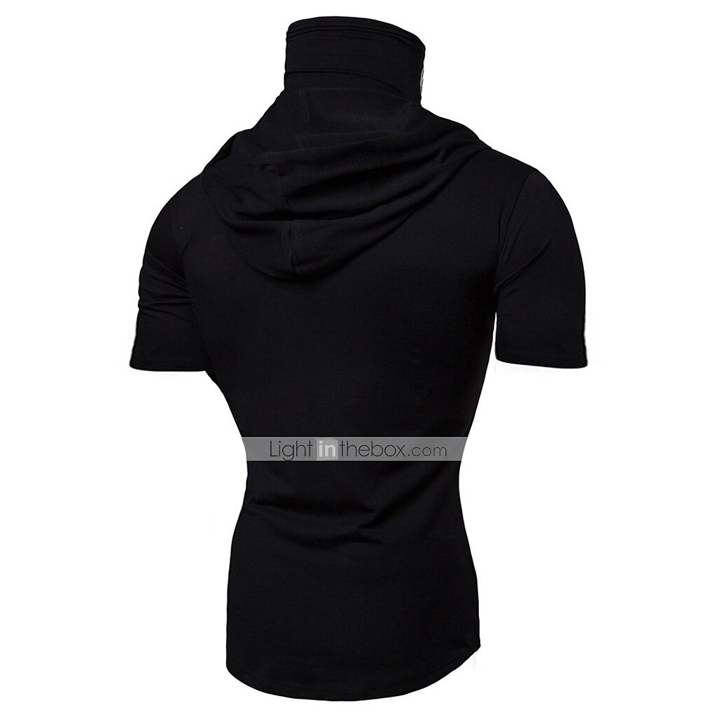 Homme Sweat à capuche avec masque T-shirt de course Cordon de serrage Manche Courte T-shirt Rue Athleisure Automne Coton Chaleur Thermique Respirant Doux Évacuation de la transpiration Course Jogging de 2025 ? $14.39 –P8
