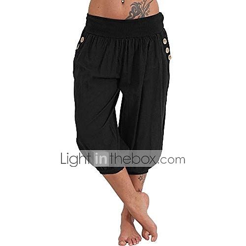 Ladies Summer Elastic Waist Boho Check Pants Baggy Wide Leg Plus Size Yoga Capris Feitengtd Women Pants