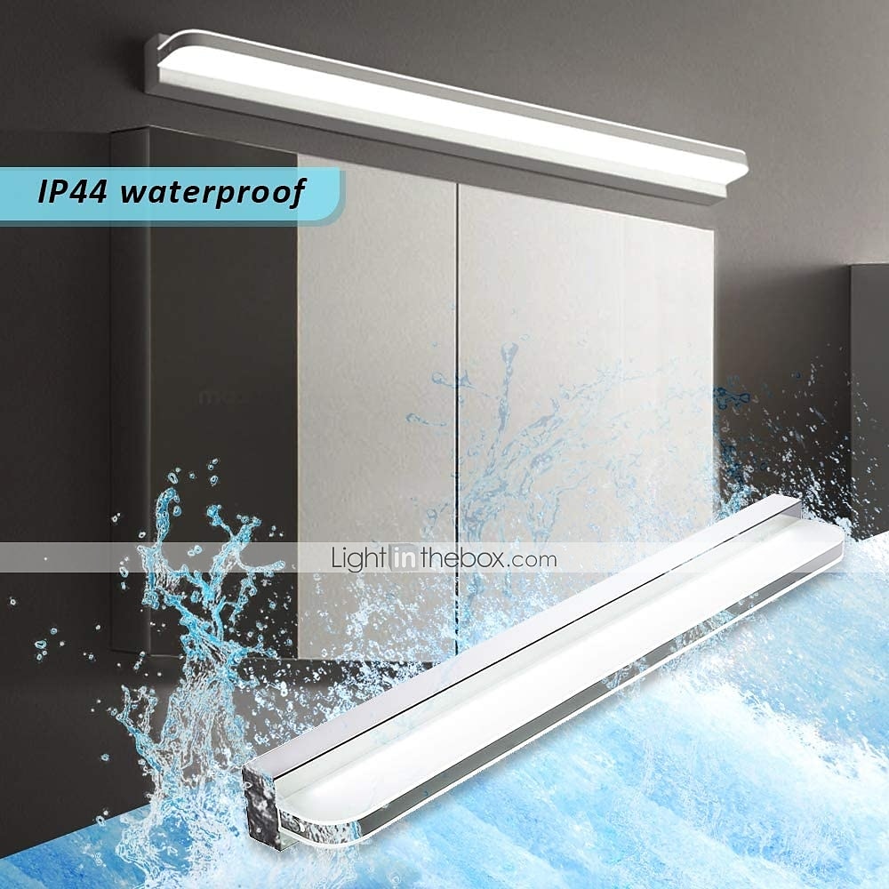 lampada frontale a specchio con luce di cortesia a led faro a specchio in acciaio inossidabile 28,3 pollici 16w lampada da trucco a led per bagno in acrilico semplice a prova di umidità del 2025 a $70.99 –P2
