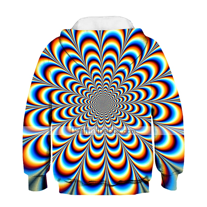 2026年 キッズボーイズパーカー 長袖 レインボー 3Dプリント 錯覚 ドローストリング デイリー アウトドア アクティブ ベーシック 4～12歳 / 秋 / 冬 / 春  コレクション – $19.49 –P6