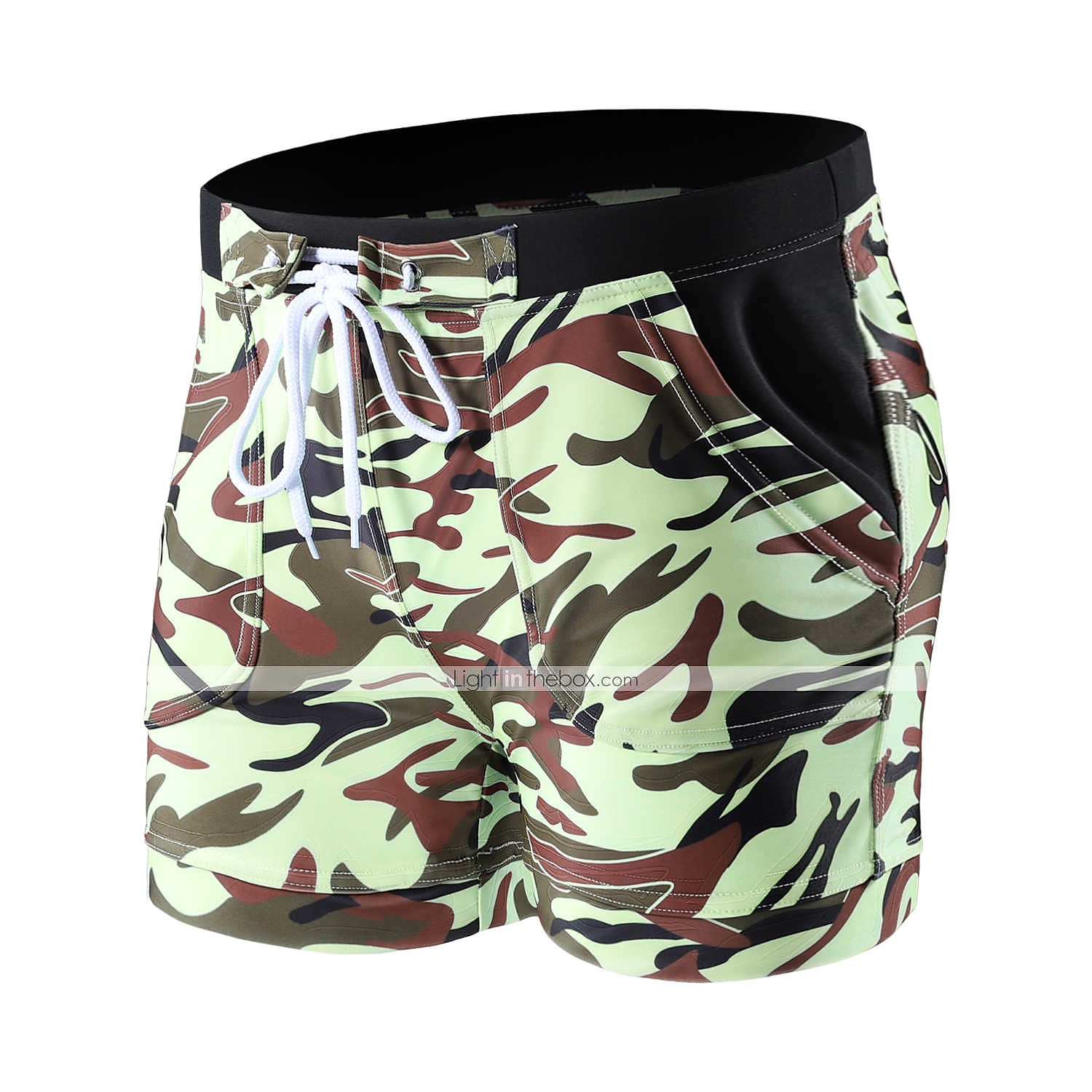 Wexzss Black and White Camouflage Funny Summer Quick-Drying Swim Trunks Beach Shorts Cargo Shorts