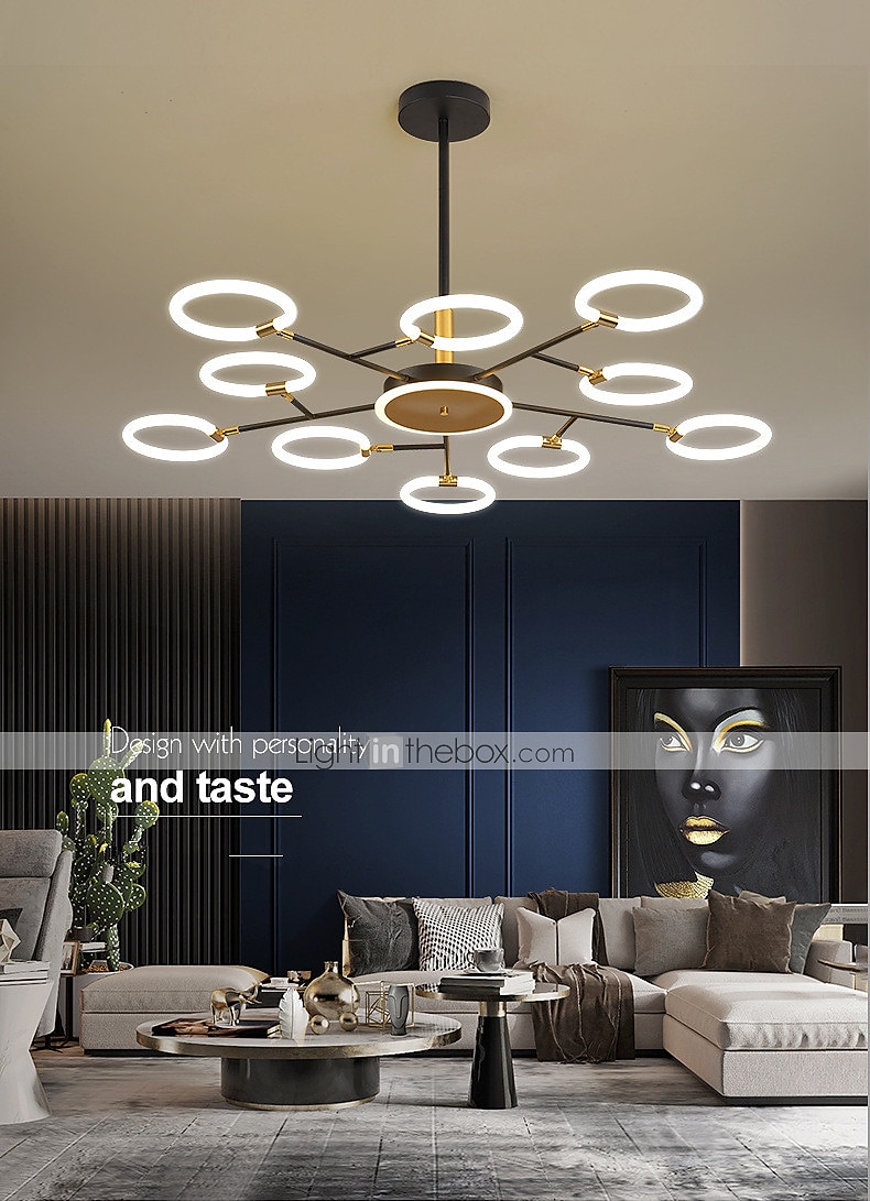 6/8/10 Heads LED Pendant Light Molecular Chandelier Ring Shape Adjustable Simple Modern Nordic Light Luxury Style Living Room Bedroom Dining Room Restaurant 2025 - $442.39 –P9