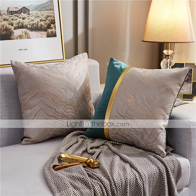 Almofadas decorativas textura cor combinando linha dourada jacquard bordado capa de almofada sala de estar quarto sofá capa de almofada almofada ao ar livre para sofá cama cadeira de 2025 por $19.99 –P8