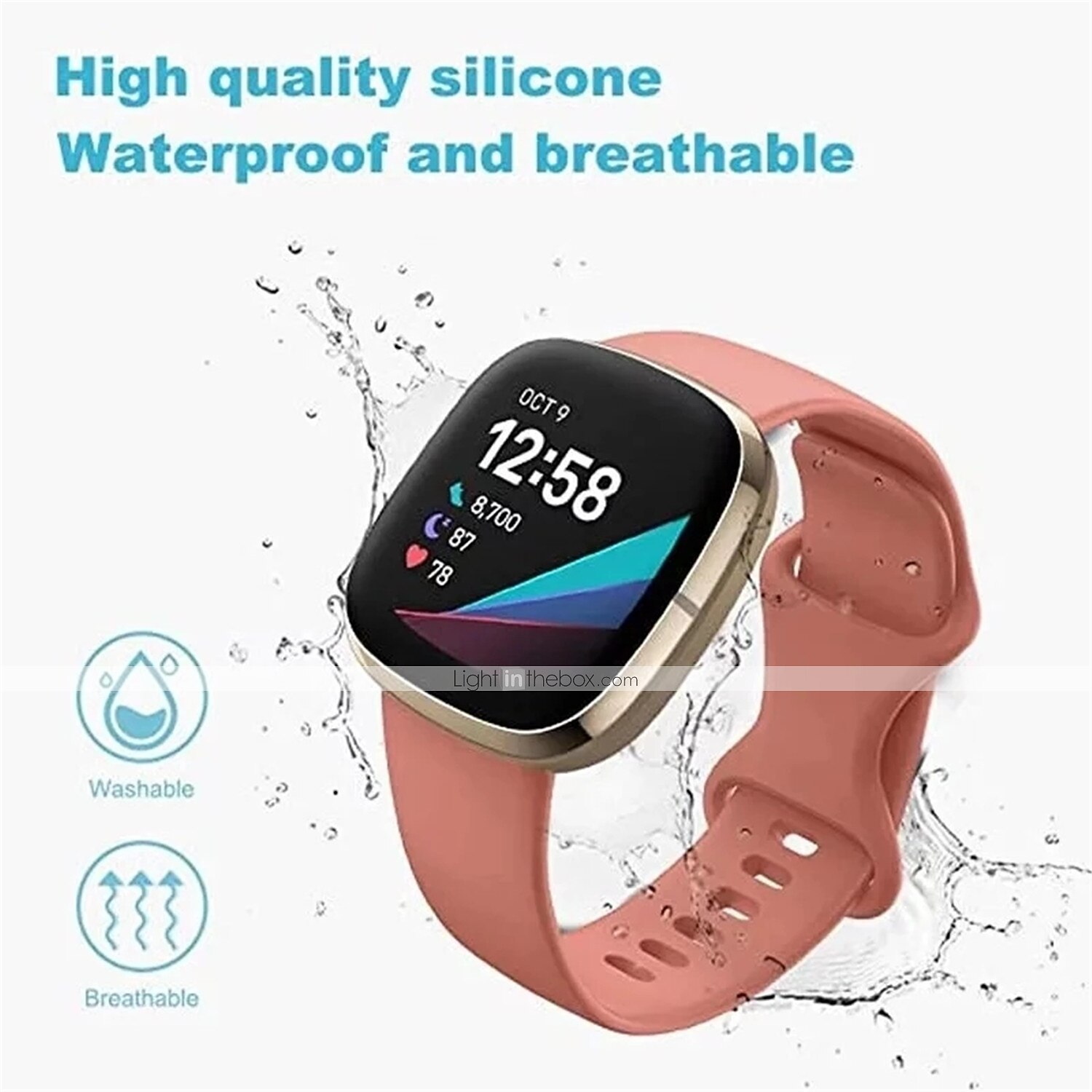 Smart Watch Band Compatible with Fitbit Versa 3 Sense Silicone Smartwatch Strap Elastic Breathable Sport Band Replacement  Wristband 2026 - $11.99 –P3
