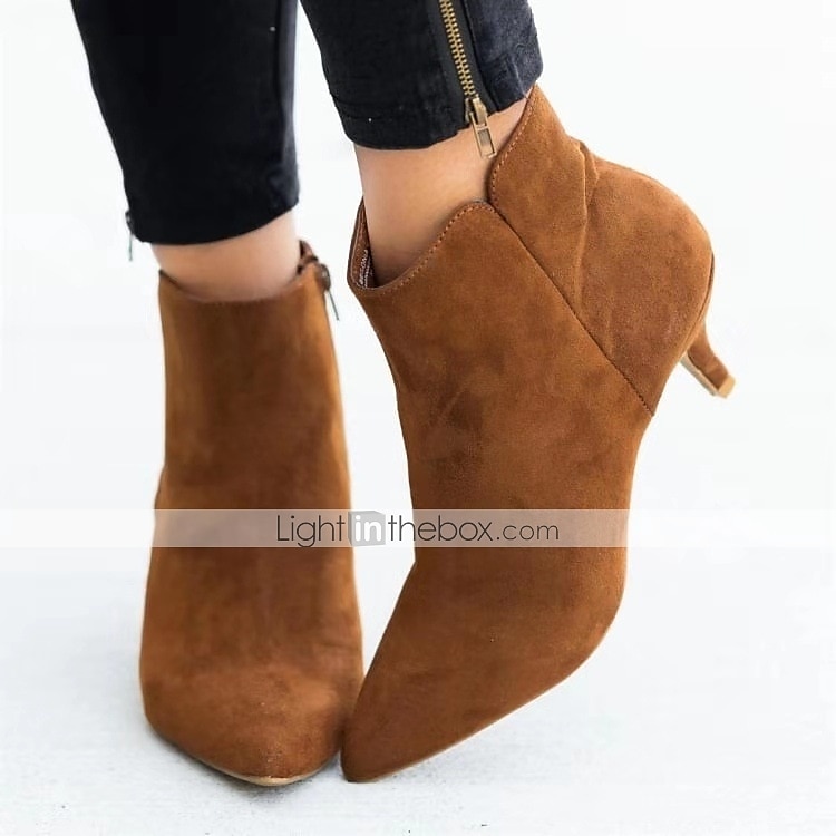 Women's Black Faux Suede Ankle Boots with Pointed Toe & Kitten Heel - Elegant Casual & Evening Footwear for Office & Special Events 2026 - $32.99 –P6