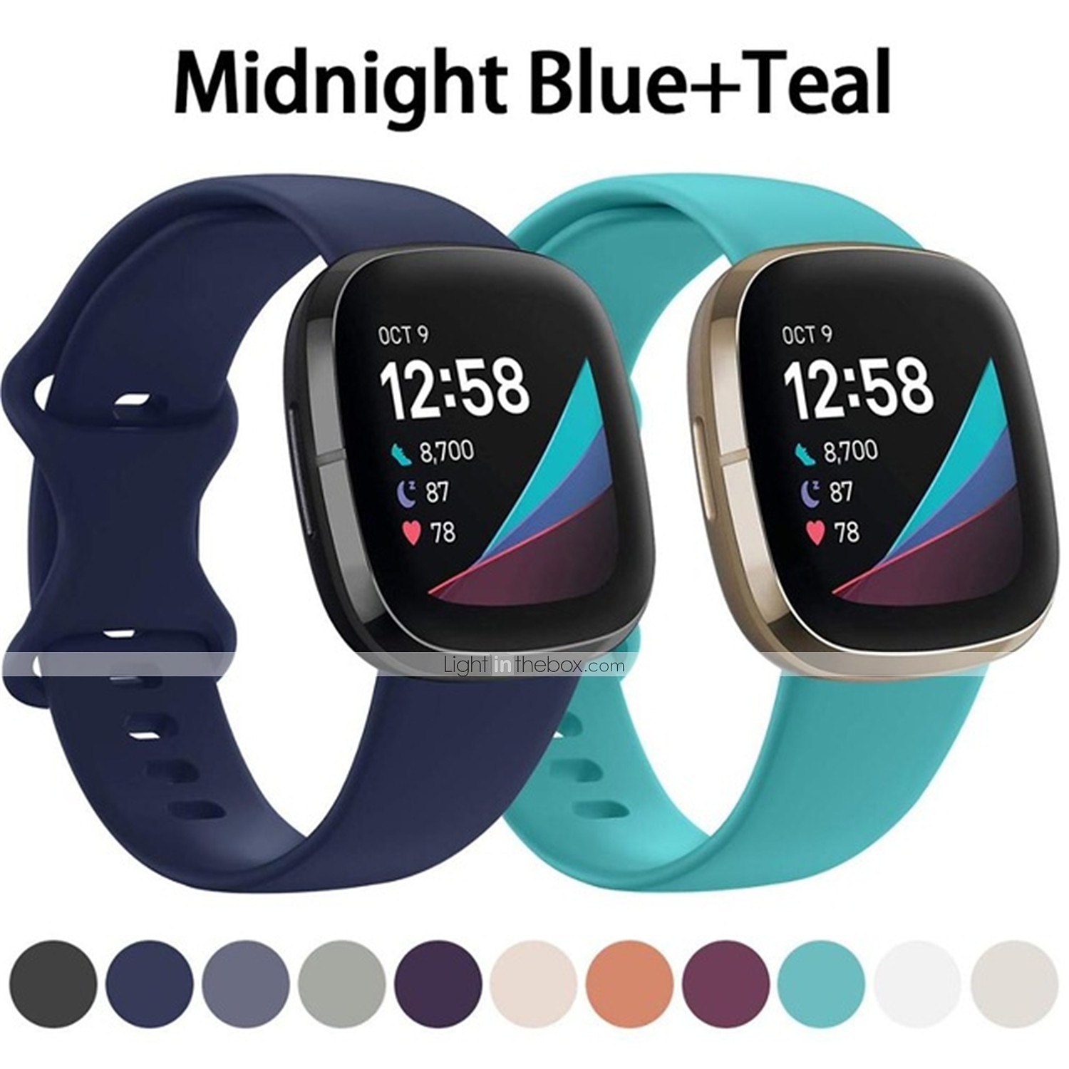 2-pak Slimme horlogeband Compatibel met: Fitbit Versa 4 Sense 2 Versa 3 Sense Zachte siliconen Smartwatch Band Waterbestendig Verstelbaar Ademend Sportband Vervanging Polsbandje 2026 - $11.99 –P16