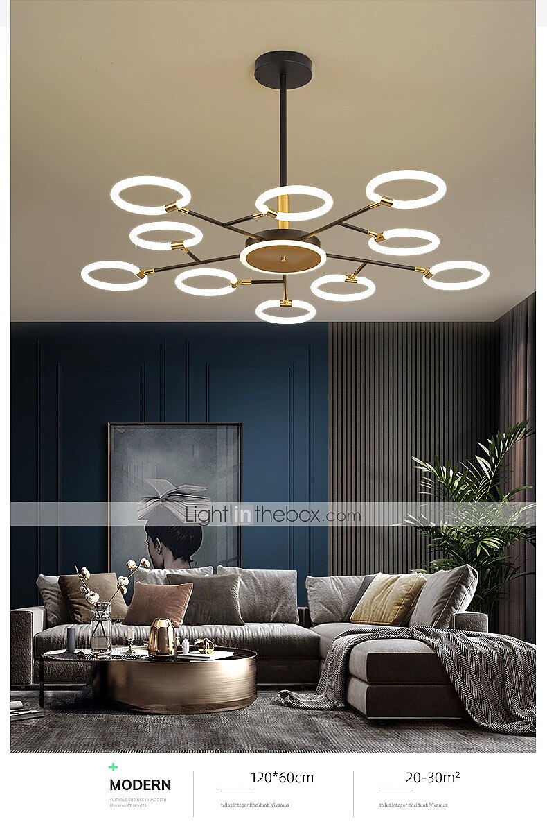 6/8/10 Heads LED Pendant Light Molecular Chandelier Ring Shape Adjustable Simple Modern Nordic Light Luxury Style Living Room Bedroom Dining Room Restaurant 2025 - $442.39 –P3