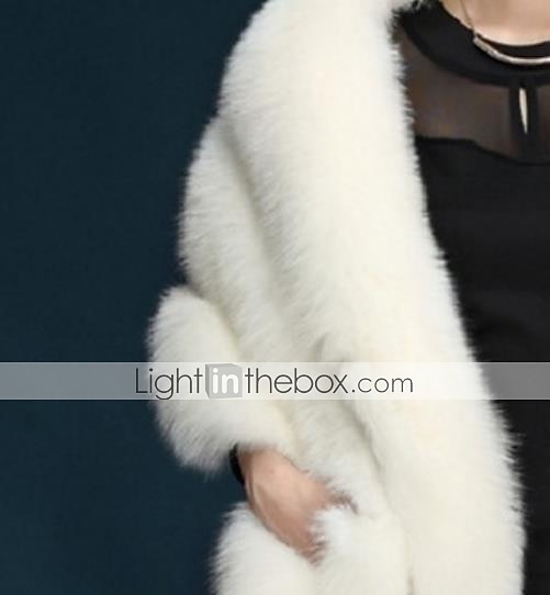 Kurze Ärmelschal Falsches Fell Herbsthochzeit  Party  Abend Damen Wrap mit Spitze  Unifarben um zu beeindrucken 2025 - $59.99 –P2