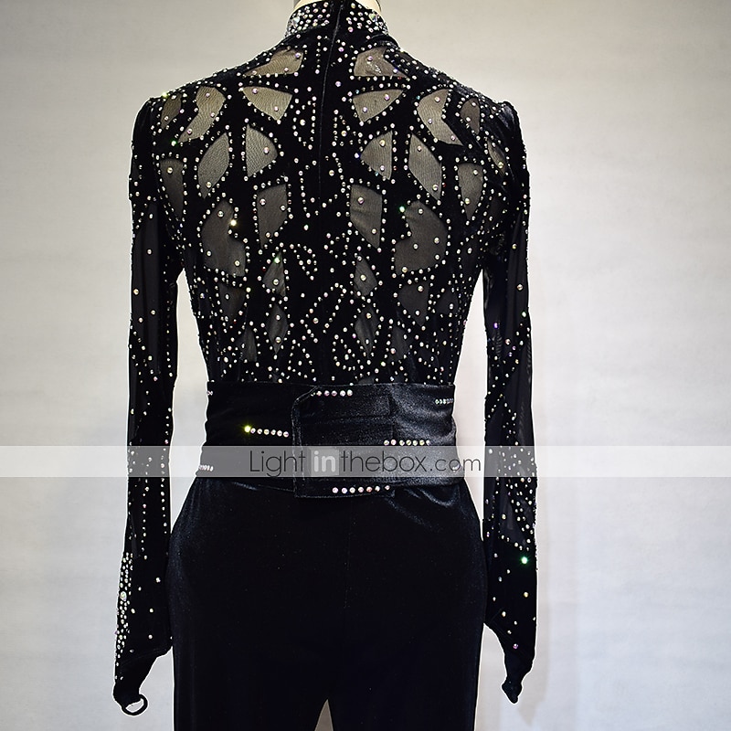 Eiskunstlaufkleid Damen Mädchen Eislaufen Kleider Austattungen Schwarz Elasthan Hochelastisch Ausbildung Wettbewerb Eiskunstlaufkleidung Handgemacht Volltonfarbe Kristalle Langarm Eislaufen 2026 - $202.49 –P2