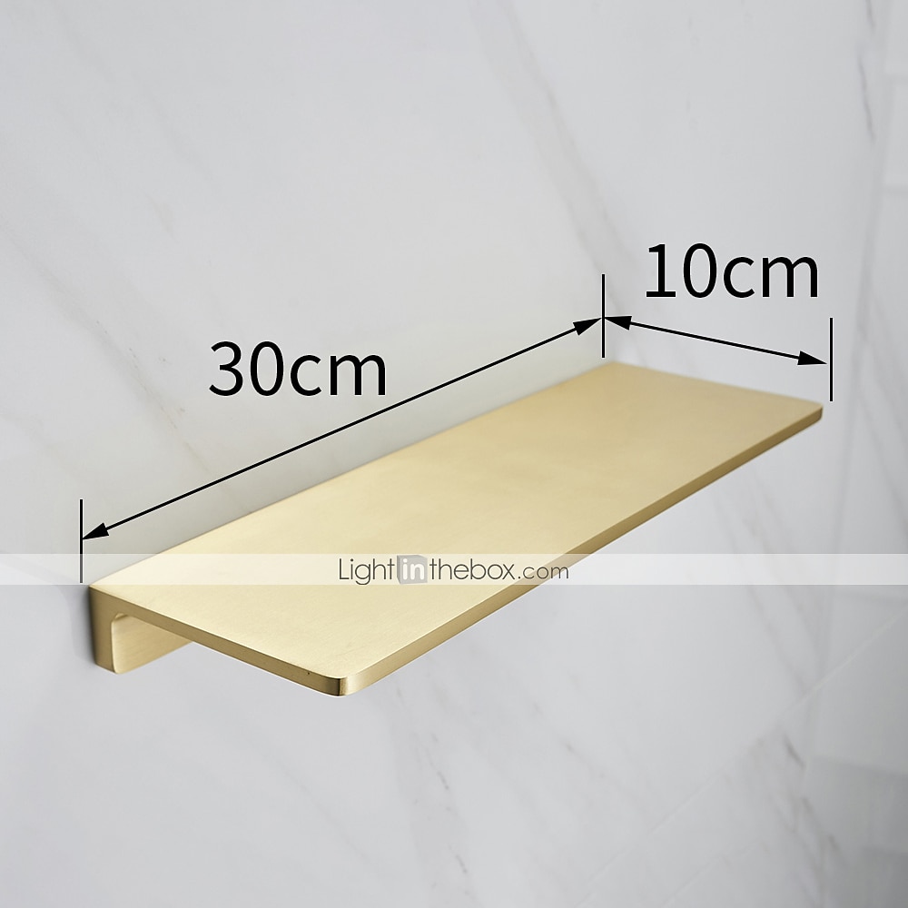 Матовая золотая полка для ванной комнаты, латунная настенная металлическая плавающая прямоугольная полка, 1 шт. 2025 - $127.99 –P1