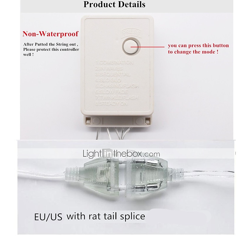 Комплекты светильников 10 м, струнные светильники, 100 светодиодов, 1 шт., Теплый белый, белый, синий, водостойкий, декоративный, для вечеринок, 220-240 в, 110-120 в. 2026 - $8.99 –P7