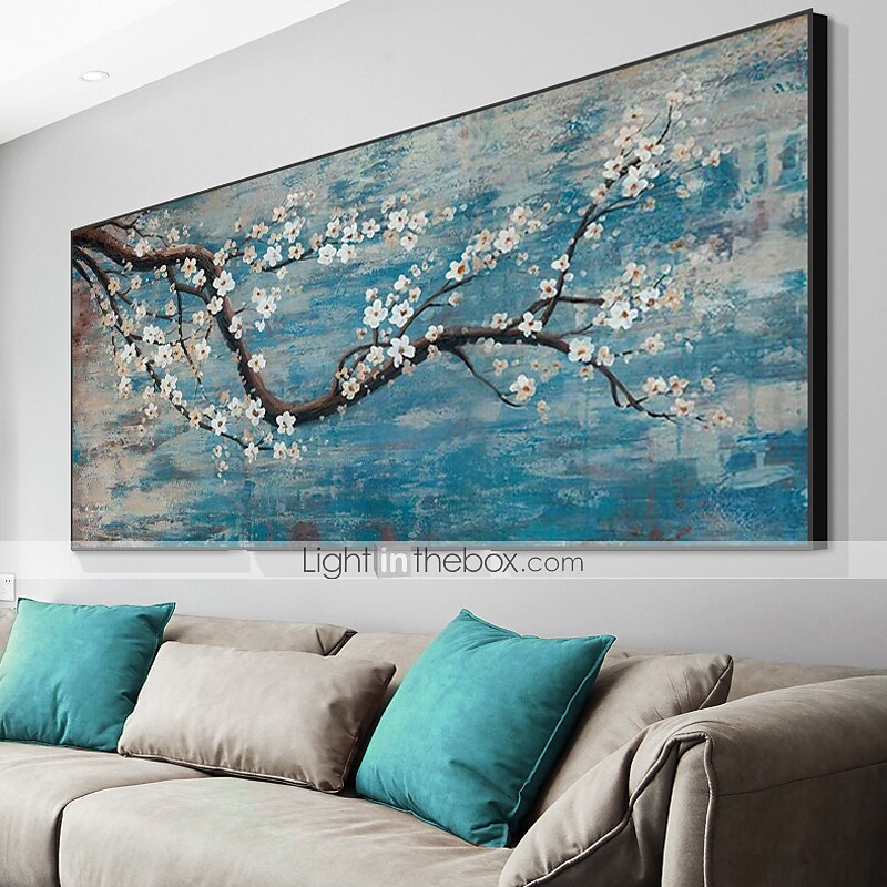 Oil Painting Hand Painted Horizontal Panoramic Landscape Floral / Botanical Modern Rolled Canvas (No Frame) 2025 - $83.99 –P6