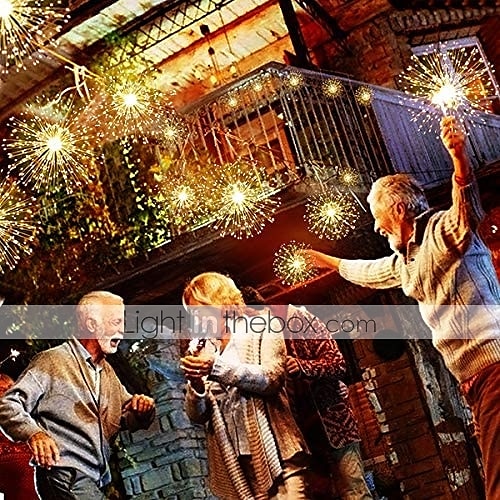 Elegant Wedding Party Reception Outdoor Waterproof Firework Lights - 180 LED Starburst Copper Wire Twinkle Lights, 8 Modes, Remote Hanging Lights for Patio, Bedroom & Garden Decor 2025 - $26.99 –P6