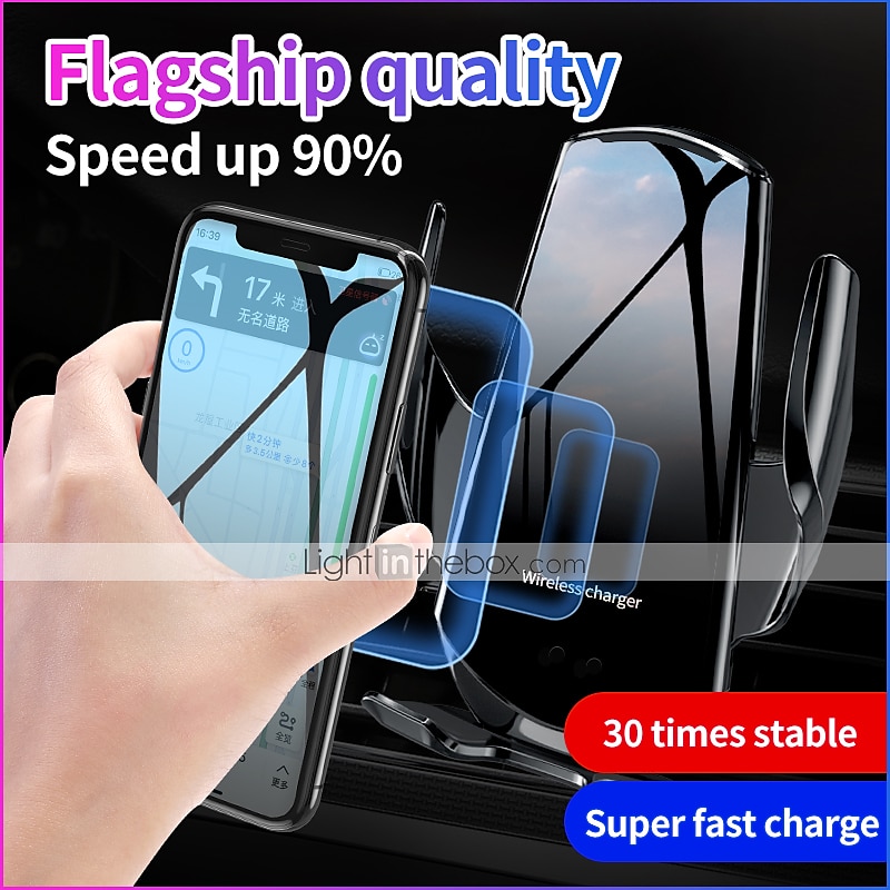 Q6 Wireless Car Charger Fast Charging Auto-Clamping Car Phone Holder Mount Car Air Vent Holder Compatible with iPhone 14/13/12/12ProMax/XS/XR/X/8/8 Samsung S22/S21 LG Huawei Google Pixel 2026 - $29.99 –P10