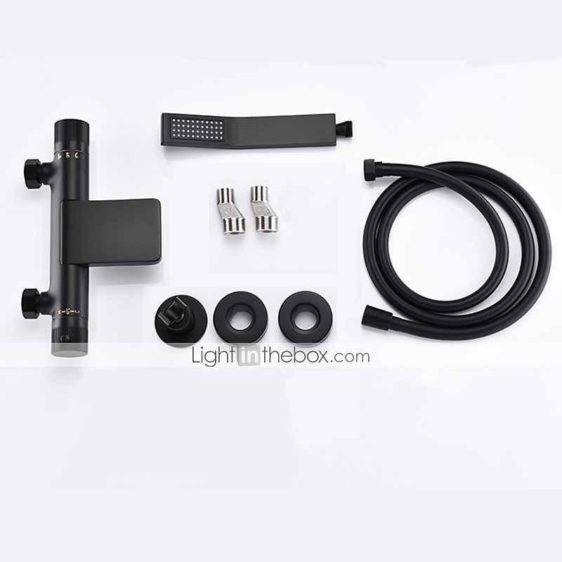 Free Standing Bathtub Faucet Thermostatic Black Painted Finishes Rotatable Shower Seat Waterfall and Spray Mode Bath Shower Mixer Taps with Hot and Cold Water 2025 - $323.99 –P11