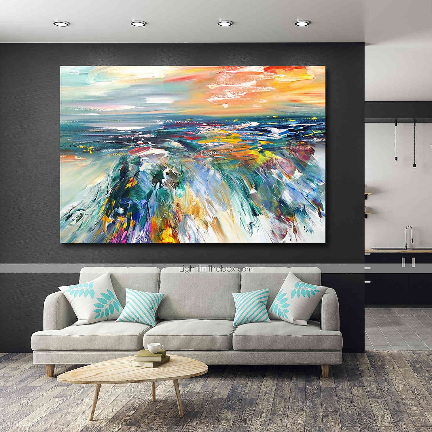 Ölgemälde handgemalt - abstrakte Landschaft zeitgenössische moderne gestreckte Leinwand 2025 - $77.99 –P1