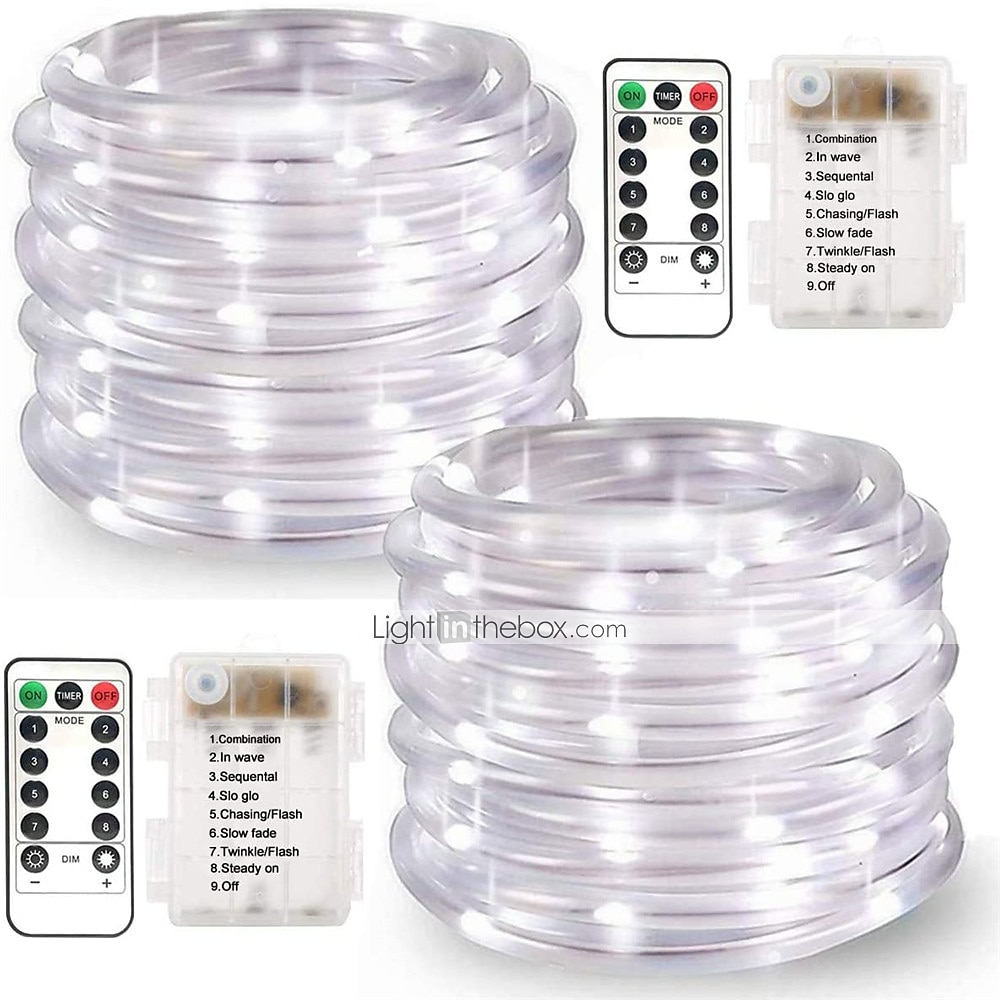 2025年 LEDロープライト屋外ストリングライトリモコン付きバッテリー駆動8モード400-200-100led色変更防水LEDストリングライトクリスマスパーティーキャンプデコラティ用フェアリーライト  コレクション – $33.99 –P10