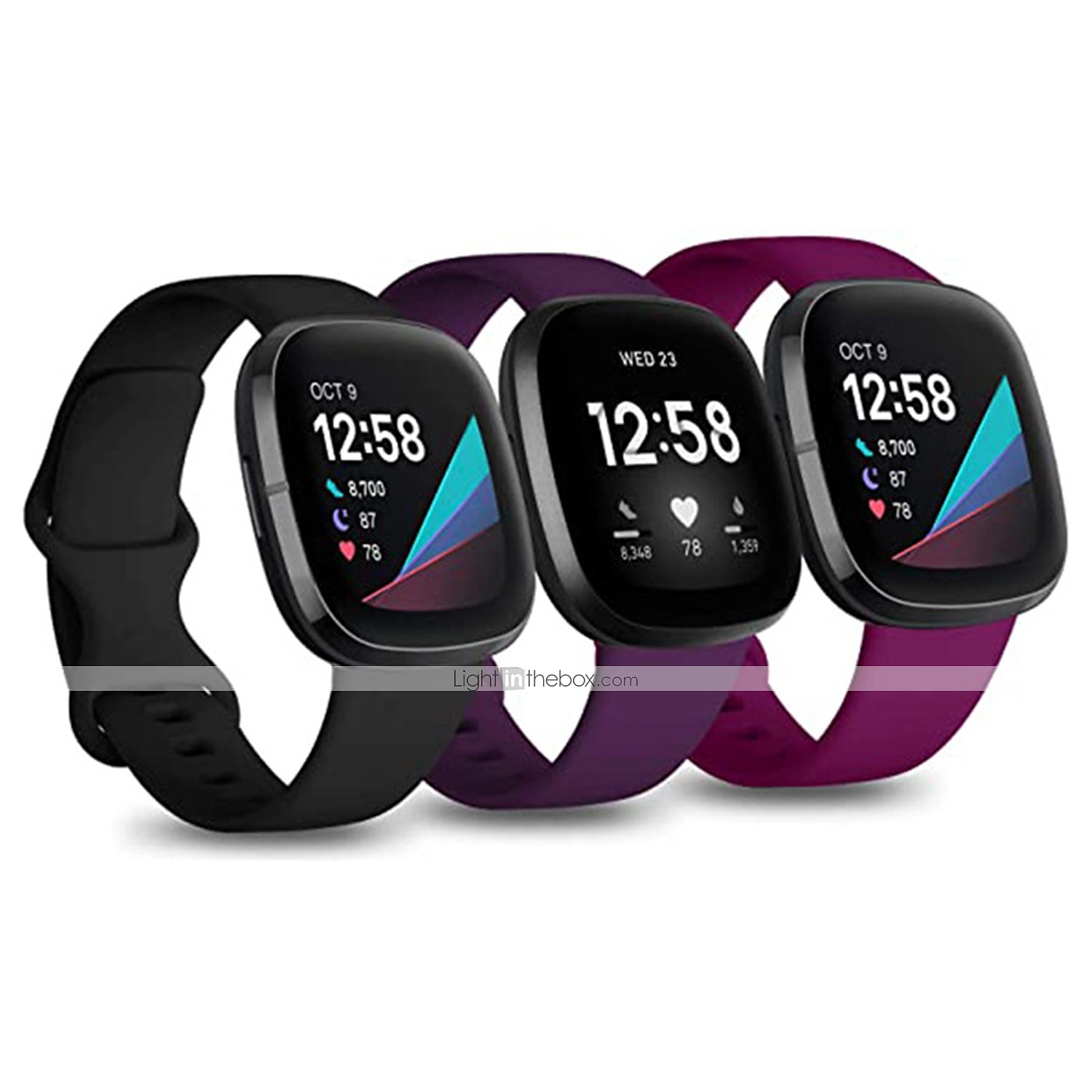 3 pezzi Cinturino per orologio  per Fitbit Versa 3 Sense Silicone morbido Sostituzione Cinghia Da donna Da uomo Impermeabile Cinturino sportivo Polsino del 2025 a $12.99 –P5
