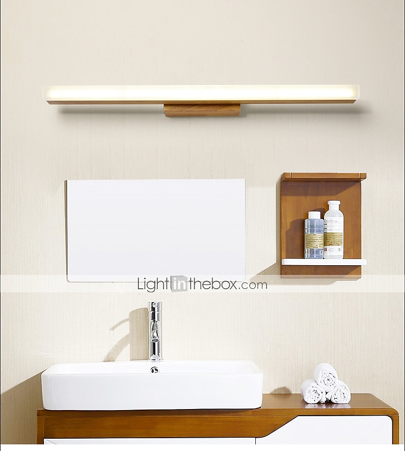 1-light 40/60/80cm lampka w łazience led lustro lampa przednia styl nordycki z litego drewna szafka łazienkowa lampa łazienka komoda prosty makijaż dziennik ściany światło 6 w/9 w/12 w 2025 - $113.99 –P7