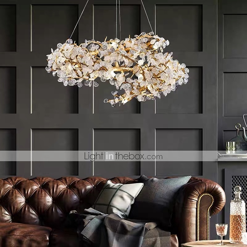60 cm LED Gold Chandelier Dimmable Dendritic Structure Spiral Circle Shape Pendant Light Modern Aluminum Anodized 110-120V 220-240V 2025 - $1633.29 –P2