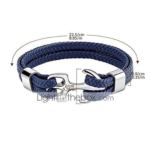 bracelet for men, sturdy cowhide leather bracelet, multilayer vintage anchor bracelet wrap cuff - blue with silver anchor 2025 - $16.49 –P5