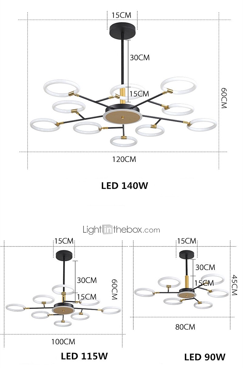 6/8/10 Heads LED Pendant Light Molecular Chandelier Ring Shape Adjustable Simple Modern Nordic Light Luxury Style Living Room Bedroom Dining Room Restaurant 2025 - $442.39 –P16