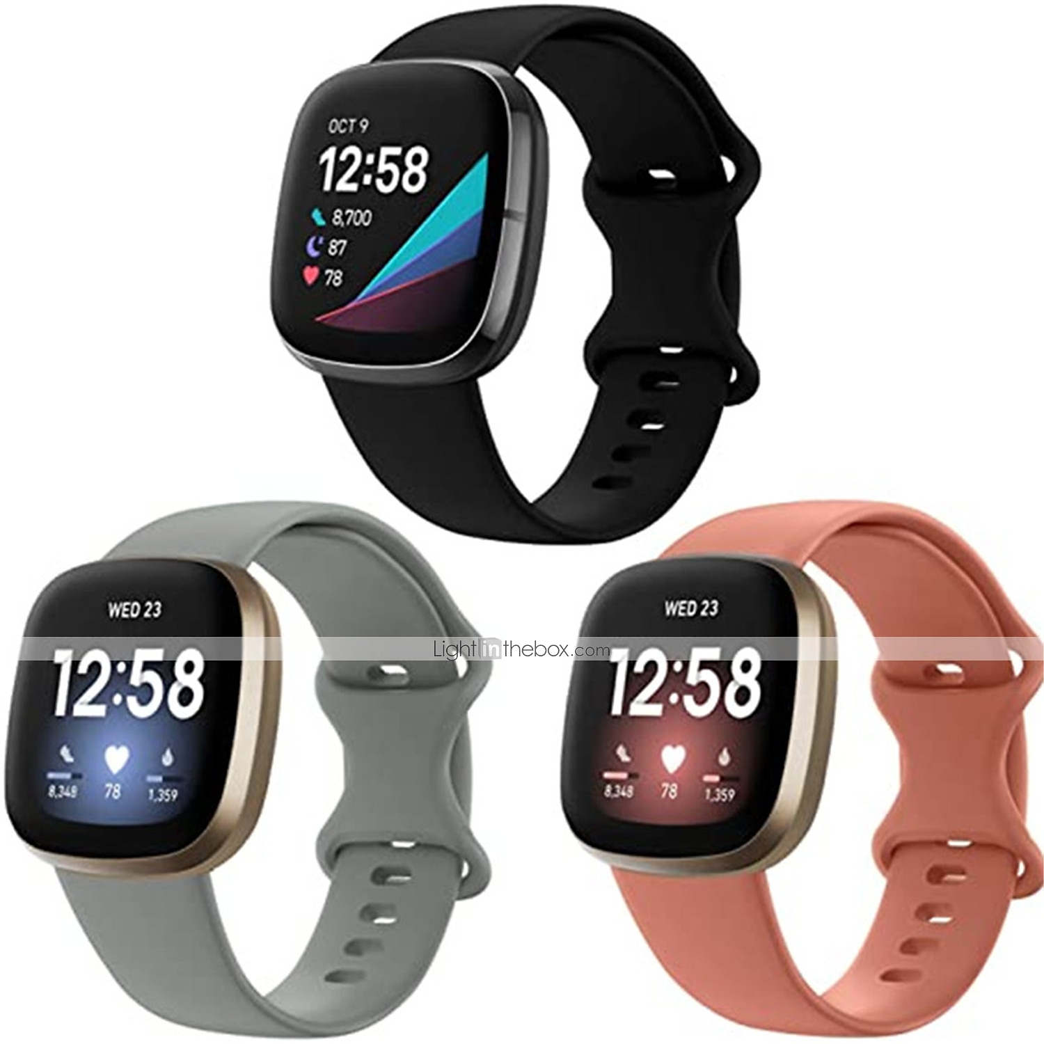 3 pezzi Cinturino per orologio  per Fitbit Versa 3 Sense Silicone morbido Sostituzione Cinghia Da donna Da uomo Impermeabile Cinturino sportivo Polsino del 2025 a $12.99 –P14