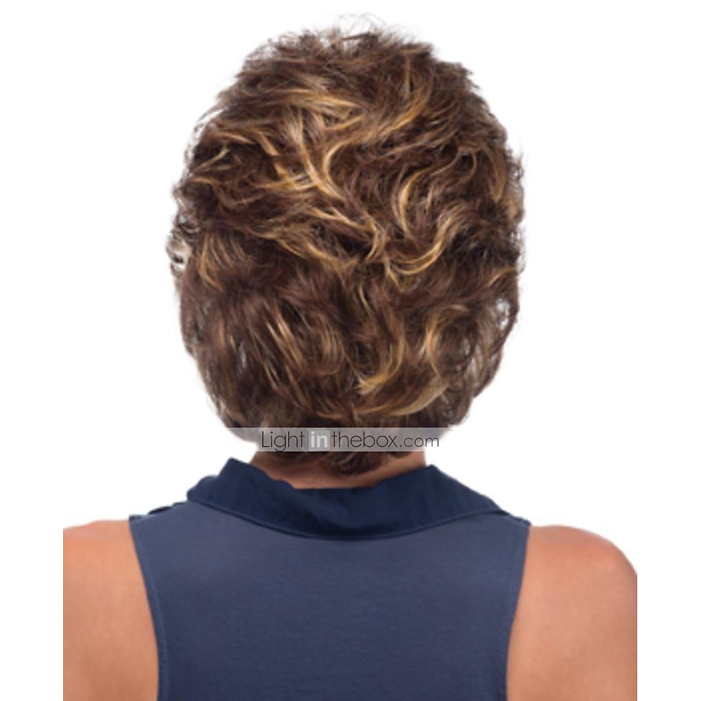 perucas marrons para mulheres cosplay traje peruca cacheada com franja cabelo curto castanho loiro sintético design de moda feminino bonito elástico loiro marrom de 2025 por $20.99 –P6