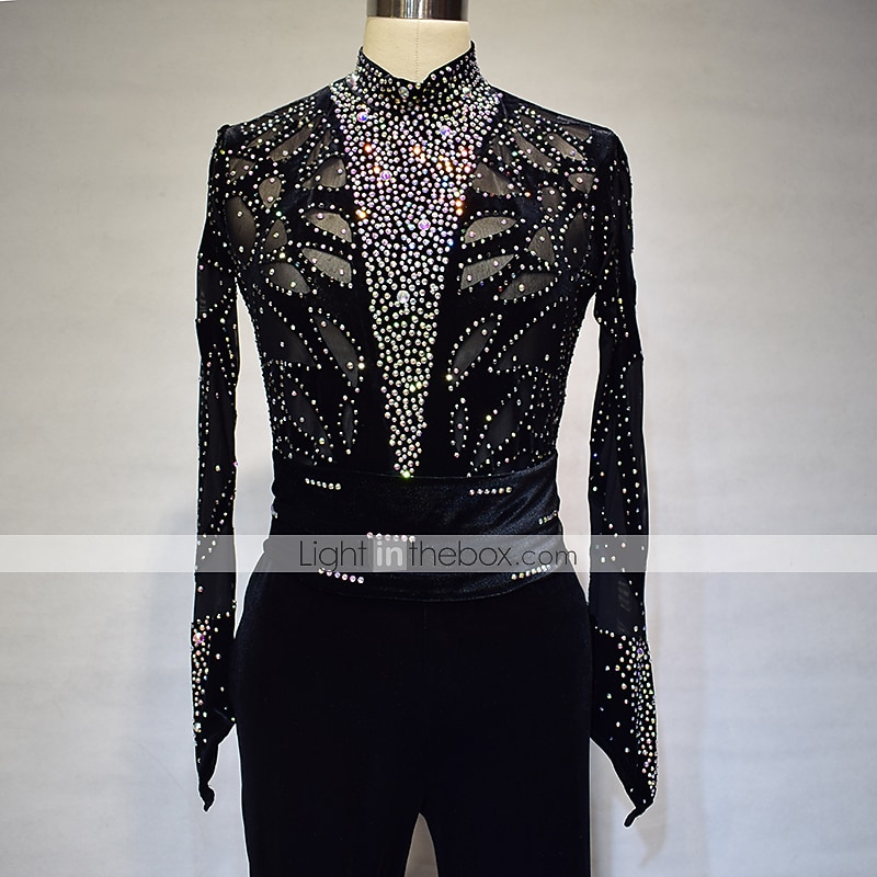 Eiskunstlaufkleid Damen Mädchen Eislaufen Kleider Austattungen Schwarz Elasthan Hochelastisch Ausbildung Wettbewerb Eiskunstlaufkleidung Handgemacht Volltonfarbe Kristalle Langarm Eislaufen 2026 - $202.49 –P1