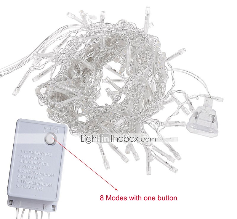 4m 13ft 96 LED String Lights Dip LED US Plug 110V-120V EU Plug 220V-240V Extendable Curtain Linkable 8 Modes Christmas Decorative Rope String Twinkle Light Warm Cold White RGB 2025 - $22.99 –P12