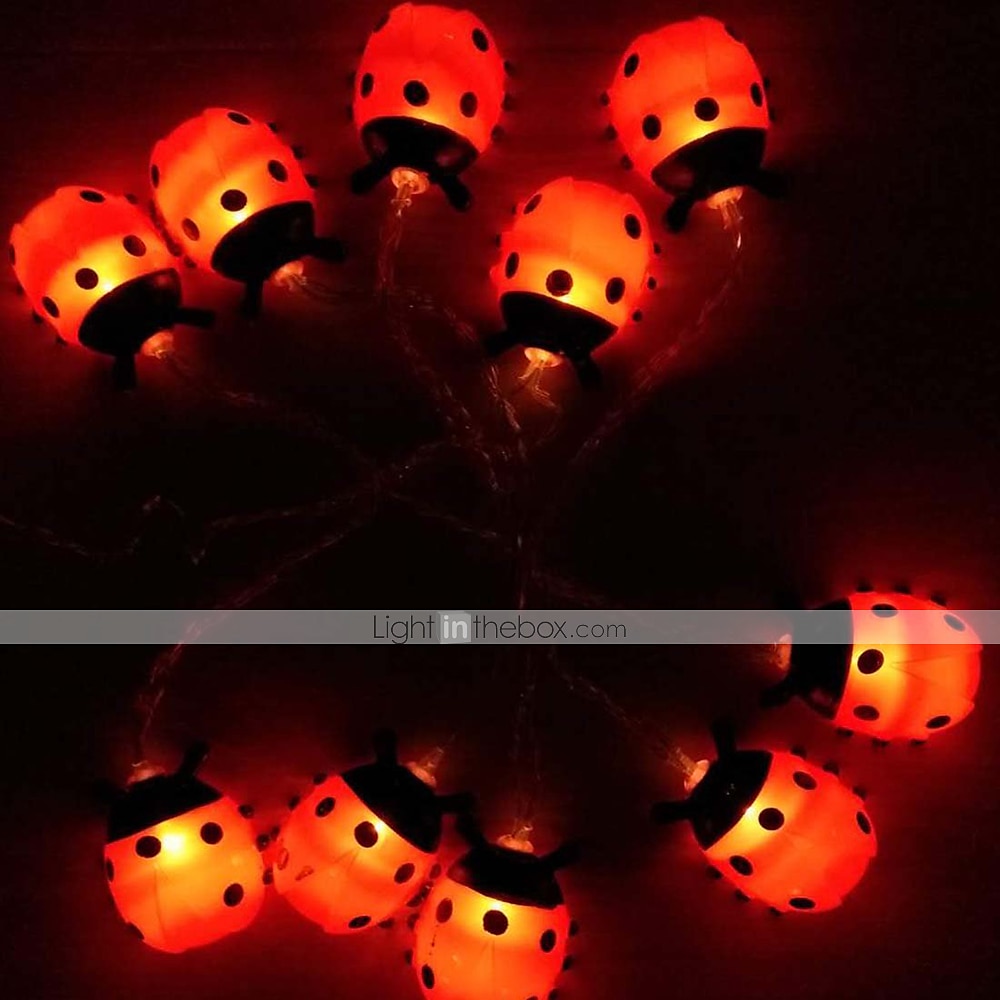 coccinelle luci stringa led luce fata 3 m 20 led 1.5 m 10 led alimentato a batteria giardino esterno recinzione natale halloween ghirlanda vacanza decorativa del 2025 a $13.99 –P4