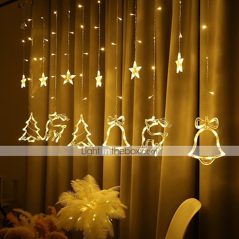Xmas Fairy Curtain String Light Hanging Backdrop Wall Lights Wedding Party 3.5M