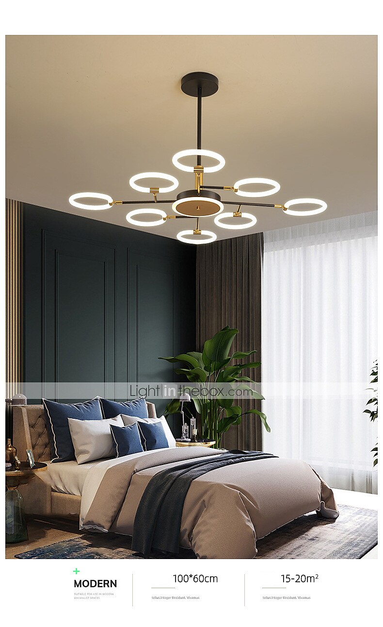 6/8/10 Heads LED Pendant Light Molecular Chandelier Ring Shape Adjustable Simple Modern Nordic Light Luxury Style Living Room Bedroom Dining Room Restaurant 2025 - $442.39 –P8