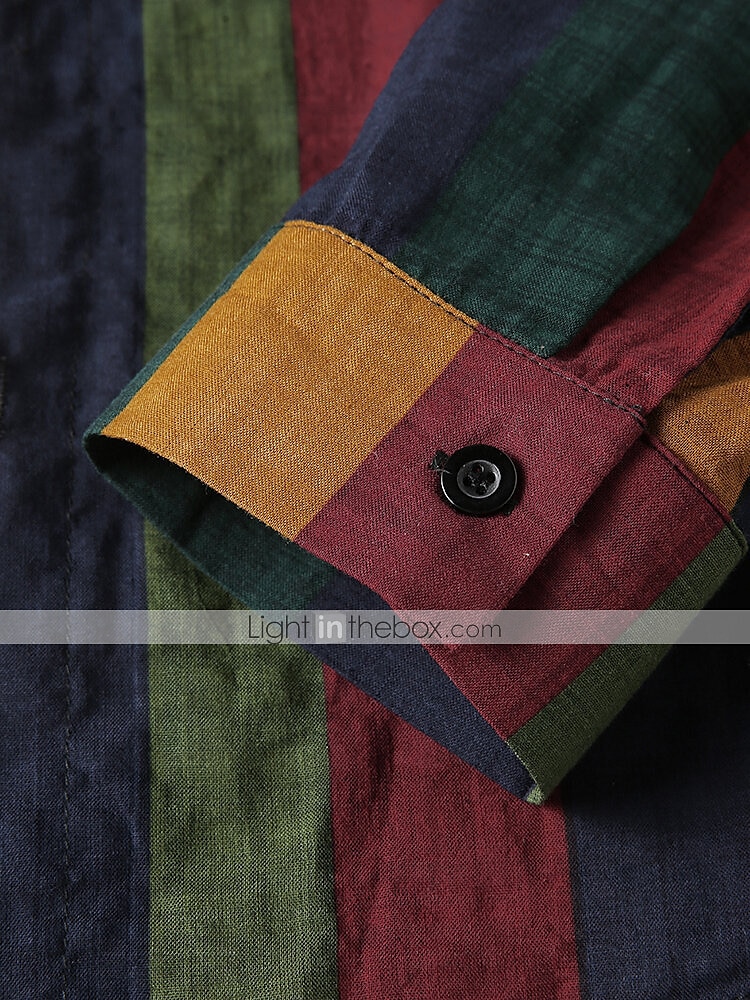 Men's Shirt Other Prints Color Block Collar Button Down Collar Daily Holiday Patchwork Long Sleeve Tops Basic Casual Daily Beach Green / Machine wash / Hand wash / Wet and Dry Cleaning / Vacation 2025 - $21.99 –P4